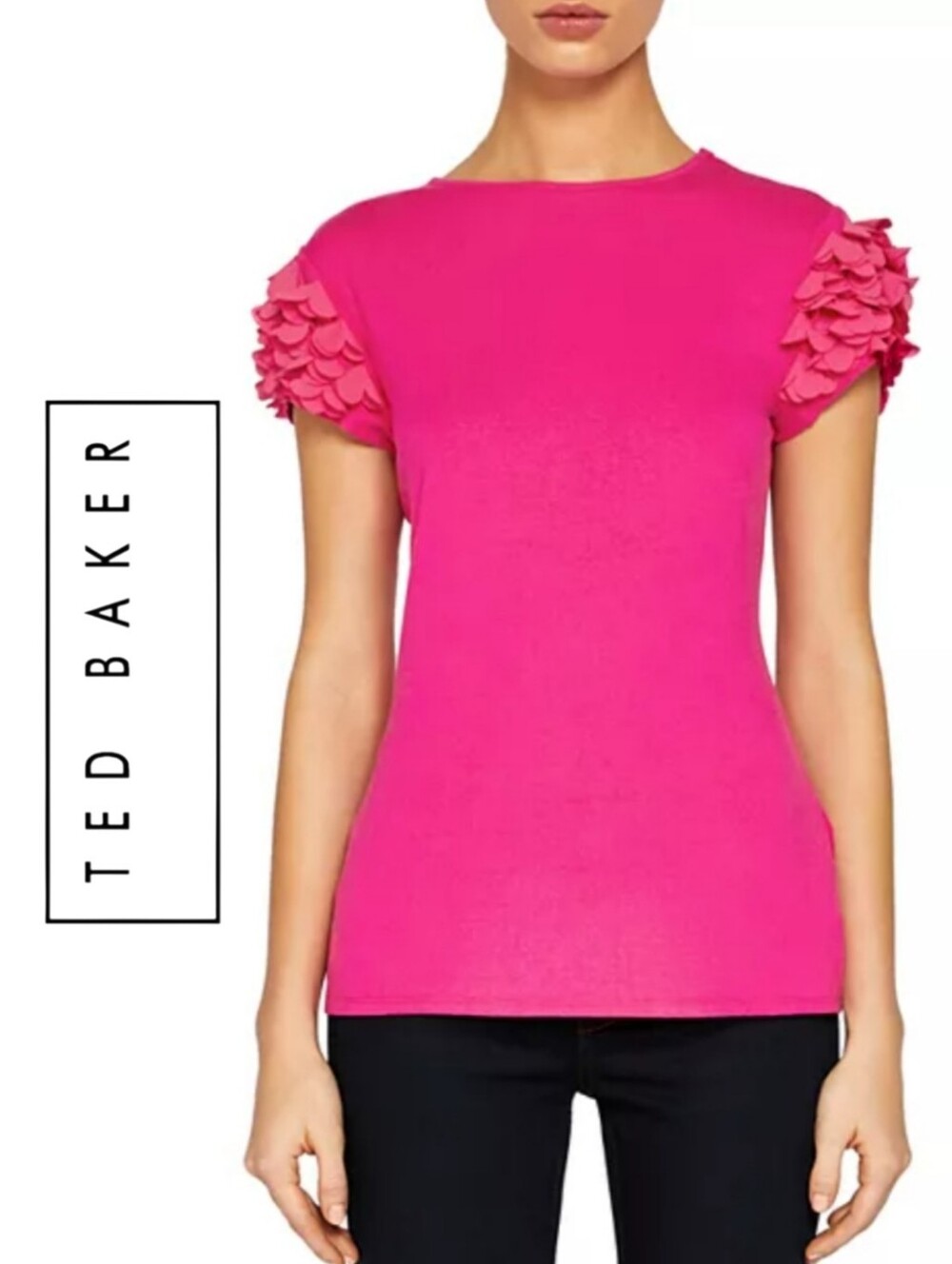 Ted Baker Blere Floral-Appliqué Tee Size S/ Ted 2/ US 6